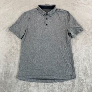 Lululemon Evolution Polo Shirt Men Small Heather‎ Gray Golf Performance Active